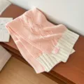 Koreanischer Stil rosa weiß Strick Zopfmuster Schal, kuschelig warmer Winterschal. - 25*170cm / Rosa und Beige