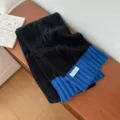 Koreanischer Stil schwarz blau farbblockierter Strickschal Winter warm dick gemütlich chic - 25*170cm / Schwarz Blau