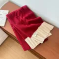 Koreanischer Retro Zopfstrick Schal Herbst Winter warmer dicker kuscheliger Kragen - 25*170cm / Rotbeige