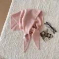 Sciarpa triangolare in lana calda tinta unita stile coreano, scialle invernale morbido. - Rosa chiaro