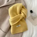 Chic Korean style 100% wool yellow winter scarf for women, cozy warm knitted neck warmer. - Chick Yellow