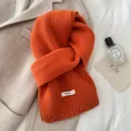 Orange knit wool scarf, cozy winter warm neck warmer variant, stylish Korean style accessory. - Sunny Orange