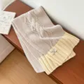 Chic Korean style knit scarf in cozy beige and yellow block, perfect for autumn and winter. - 25*170cm / Beige
