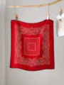Classic red paisley silk wool square scarf for women, elegant vintage autumn winter neck wrap. - Red Rhythm Polka Dot