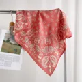 Classic Paisley 65cm Silk Wool Square Scarf Elegant Women Neckerchief Shawl Warm - Pink Rhythm Paisley