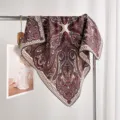 Classic paisley 65cm silk wool square scarf, elegant double-sided women's warm neck scarf. - Baroque Secret Realm