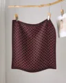 Luxury vintage style silk and wool square scarf, elegant geometric pattern neck wrap for women. - Burgundy Diamond Pattern
