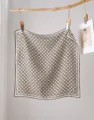 Vintage geometric pattern silk wool scarf for women, elegant autumn square neckerchief. - Khaki Diamond Pattern