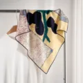 Silk wool square scarf 65cm designer scarf elegant women neckerchief fashion accessory - Antique Floral Shadow