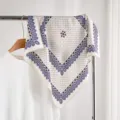 Luxury silk square scarf for women, classic paisley pattern elegant neckerchief accessory. - Blue Edge Floral Decor