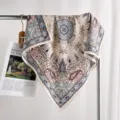 Classic paisley print silk wool square scarf 65cm elegant women neck scarf elegant winter warm. - Blue Rhyme Mandala (Two-Sided Same Color)