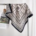 Classic paisley silk wool square scarf, elegant black and white equestrian design for women. - Knight Chronicle (Two-Sided Same Color)
