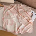 Silk wool square scarf for women, pink plaid and floral pattern, elegant winter neck scarf 65cm. - Light Pink Plaid (Double-Sided Same Color) / 65*65cm