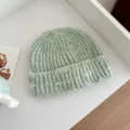 Hellgrüne Strickmütze Damen Herbst Winter Warme Vielseitige Mode Freizeit Mütze - 20x25cm / Mintgrün