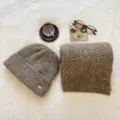 Conjunto de gorro y bufanda de punto de invierno para hombre y mujer, lana suave. - Café