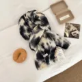 Koreanische Mode schwarz-weißer Splash-Ink 100% Wolle Schal Damen Herbst Winter warmer Halswickel - Schwarz Weiß Spritztinte / 20*160cm