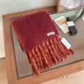 Gemütlicher Wollemischung Fransen Schal für Damen Herbst Winter warm stylisch weicher Stil - 28x190cm / Rot