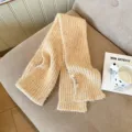 Damen einfarbiger warmer Strickschal, gemütliches Winter-Modeaccessoire, elegante Alltags-Kleidung. - Khaki