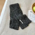 Schwarz weiß meldierter Strick Winterschal für Damen, kuschelig warmer modischer Damenschal. - Schwarz