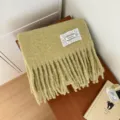 Gemütlicher grüner Fransen-Winterschal für Damen, weicher warmer Strick-Schal für kalte Tage. - Grasgrün