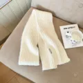 Beige gerippter Strickschal für Damen, gemütlicher Winter warmer einfarbiger Halsschal. - Weiß