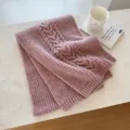 Rosa Zopfmuster Strickschal für Damen, kuscheliger warmer Wollgemisch Winterschal im eleganten Stil. - 28*165cm / Dunkelrosa
