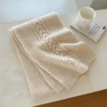 Beiger Zopfmuster Winterschal für Damen, warmer Wollgemisch dicker kuscheliger Halswärmer - 28*165cm / Aprikose