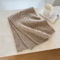 Gemütlicher Grobstrick Winterschal, warmer Wollmix Halswärmer in elegantem Beigeton. - 28*165cm / Khaki