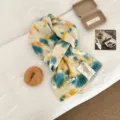 Colorful tie-dye 100% wool knit scarf for women, cozy winter warm neck wrap accessory. - Turquoise Ink Splash / 20*160cm