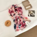 Stylish tie-dye 100% wool scarf for women, cozy winter warm neck wrap accessory. - Black Red Ink Splash / 20*160cm