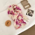Korean fashion splash-ink 100% wool scarf for women, warm winter neck wrap and stylish knitwear. - Pink Purple Ink Splash / 20*160cm