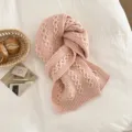 Rosa Strickschal für Damen, kuscheliger Zopfmuster Winterschal warm weicher Halswärmer. - Hellrosa