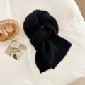 Κλασικό μαύρο πλεκτό κασκόλ για γυναίκες, παχύ ζεστό χειμερινό κασκόλ με άνετη και απαλή υφή. - Μαύρο