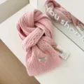 Pink 100% wool knitted scarf for women, cozy winter thermal neck warmer accessory. - Light Pink