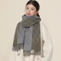 Damen Herbst Winter warmer Karo Schal weich kuschelig stylischer Halswärmer Tuch - Blaugrün