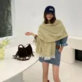 Stilvoller Imitat Kaschmir Schal für Damen, gemütlicher Winterschal mit Fransen für ideale Wärme. - Camouflage-Tweed-Stil - Gelb
