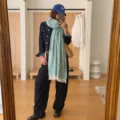 Light green imitation cashmere scarf with fringe, stylish winter warm neck accessory item. - Camouflage Tweed Style - Cyan