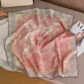 Classic Paisley 65cm silk wool square scarf, elegant double-sided neck wrap for women. - Soft Pink Paisley (Double-Sided Same Color) / 65*65cm