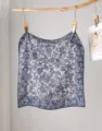 Silk wool square scarf for women, elegant blue floral winter warm neck scarf accessory. - Night Floral Realm