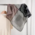 Classic paisley 65cm silk wool square scarf, multicolor variant for women stylish neck accessory - Floral Color Blocking