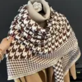 Bruine houndstooth sjaal grote warme kasjmier gevoel omslagdoek veelzijdige winter sjaal - Camel Hahnentritt