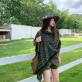 Damen Herbst Winter kuschelig warme Fransen Poncho Schal stylisch Outdoor Mode Cape Tuch. - 190cm / Dunkelgrün