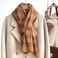 Vrouwen winter ruitjes plooi sjaal metallisch glanzend lang warm mode gezellige omslagdoek - Oranje