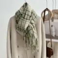 2024 New Green Plaid Scarf Thickened Warm Tasseled Scarf Korean Style Winter Fashion - Picture Color 12