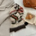 Cozy fuzzy striped scarf with wool blend, soft winter warm neck warmer for daily wear. - Color 5