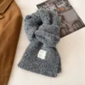 Gezellige grijze wolmix gebreide winterscarf, zachte warme nekverwarmer voor dames en heren. - 160cm / donkergrijs
