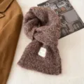 Winter wolmix gebreide sjaal voor heren en dames, gezellige effen warme nekwarmer voor kou. - 160cm / koffiekleur