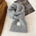 Grey knitted winter scarf detail, soft wool blend neck warmer for cozy cold weather style. - 160cm / Light Gray