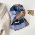 Colorful striped knitted winter scarf, soft warm dopamine color block fashion neck wrap. - 20x160cm / Color Block Scarves - Blue & Purple