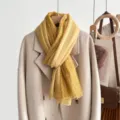 Chic lace edge women scarf, sweet solid color thin shawl, elegant korean style travel gauze wrap - Turmeric